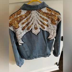 Forever 21 Denim Jacket with Wing Sequince